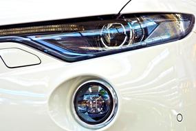 headlight on a white car