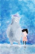 bear girl friendship drawing