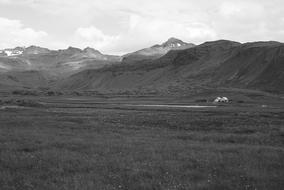 Icelandic mountains in black and white background