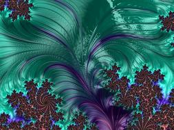 fractal turquoise feather swirl drawing