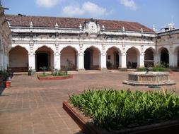 white monastery with courtyard