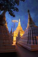 Myanmar Shwedagon Temple At Night