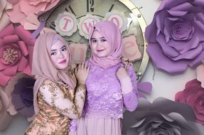 beautiful girls in colored suits