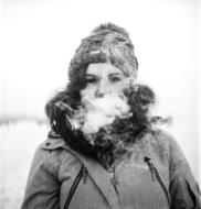 Vape Girl Portrait black and white