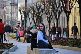 beautiful girls relaxing in the park