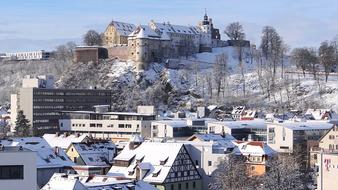 snow houses in the village