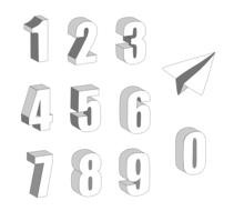 Numbering set with a paper airplane