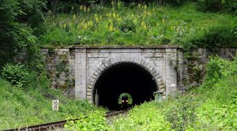 train passing through a dark tunnel
