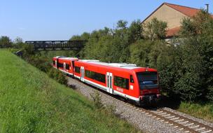 red train on the road