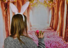 Easter Girl Rabbit forest