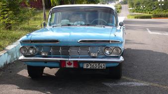 old blue car