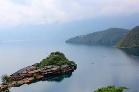 houses on a chinese island in the sea