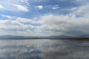 lake on a blue sky background