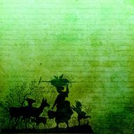 scrapbooking paper green woman drawing