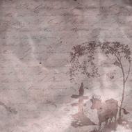 background scrapbooking paper cow tree