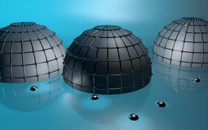 grey balls with grid, abstract background