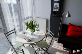 flowers on table served for tea in Room