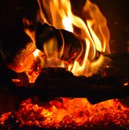 burning orange fire in the logs