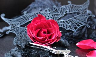 Mask Handcuffs Roses Red