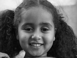 happy Girl face black and white