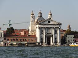 Beautiful and colorful, old buildings, on the shore of Venezia, Italy