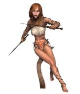 girl in armor with two swords, fantasy warrior, 3d render