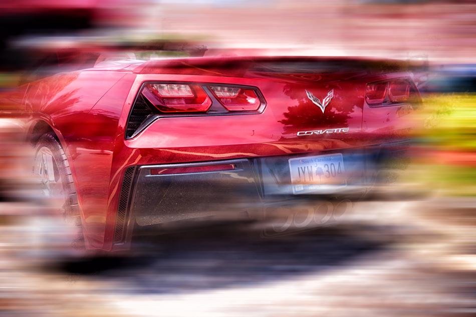 red car speeding