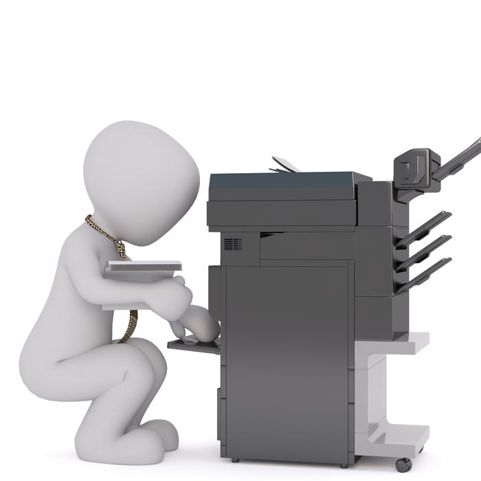 virtual model of a person with a fax machine