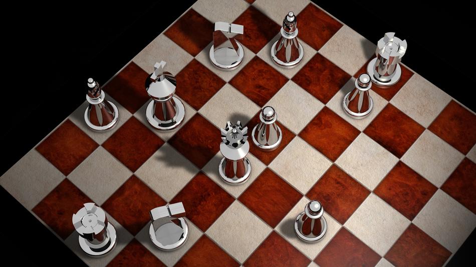 iron chess pieces with a board