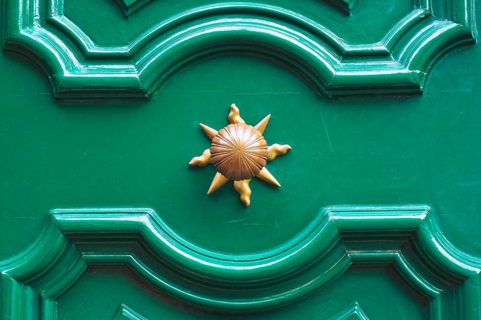 The sun is a green background