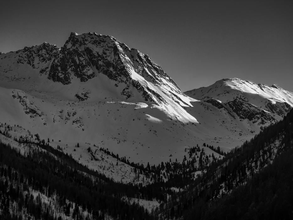Mountains Black White And