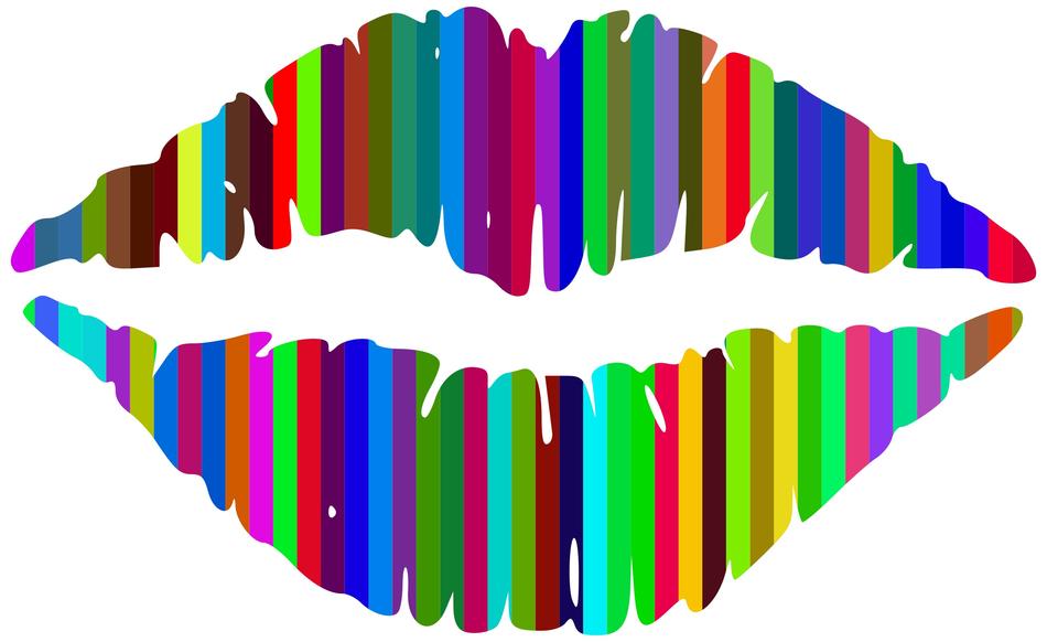 a graphic drawing of colored lips