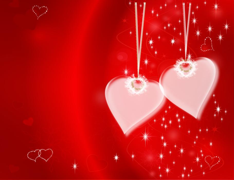 two hearts red background
