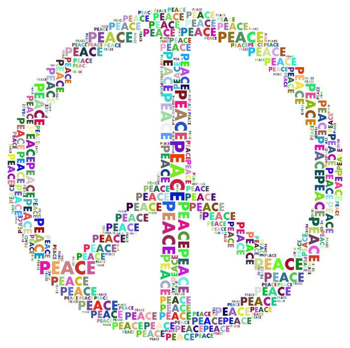 peace sign made of colored inscriptions
