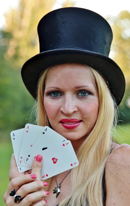Blonde Woman with playing cards