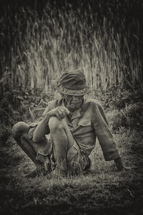 Old Man Black And White Portrait