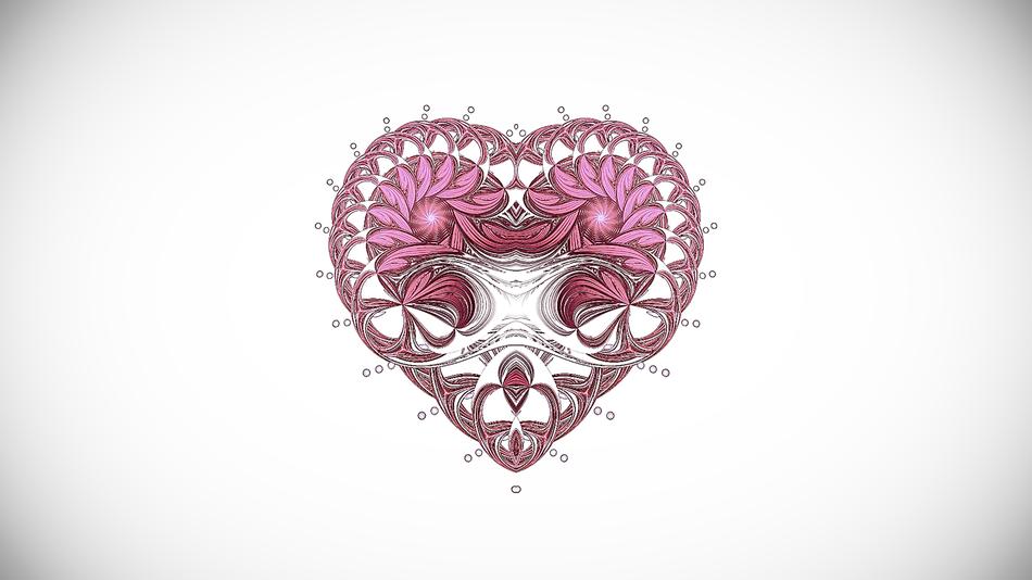 pink heart with patterns on the paper