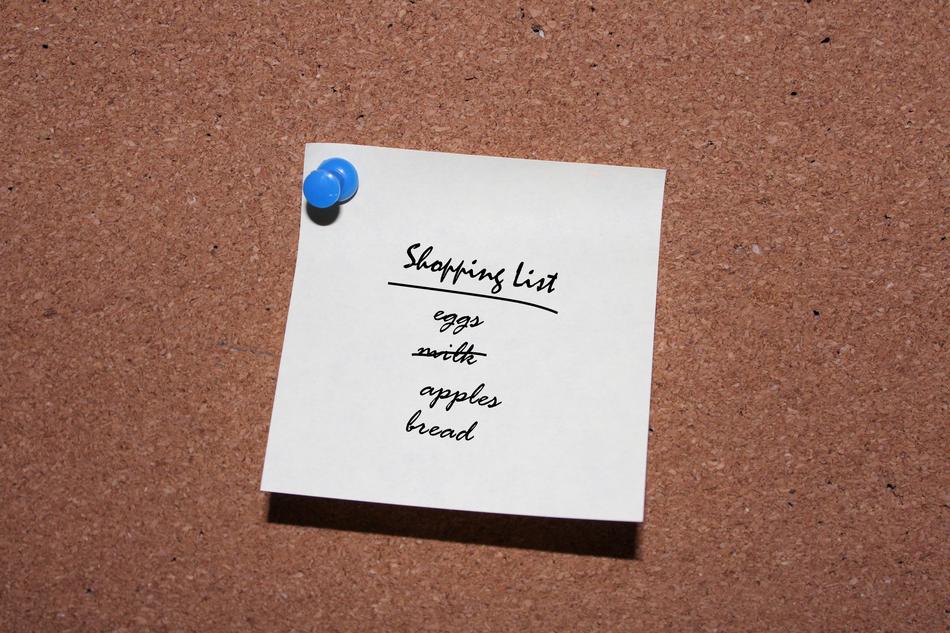 shopping list post it on board