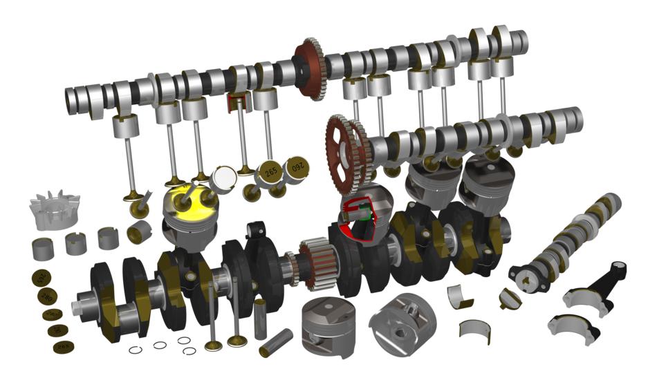 motorcycle engine raytracing render