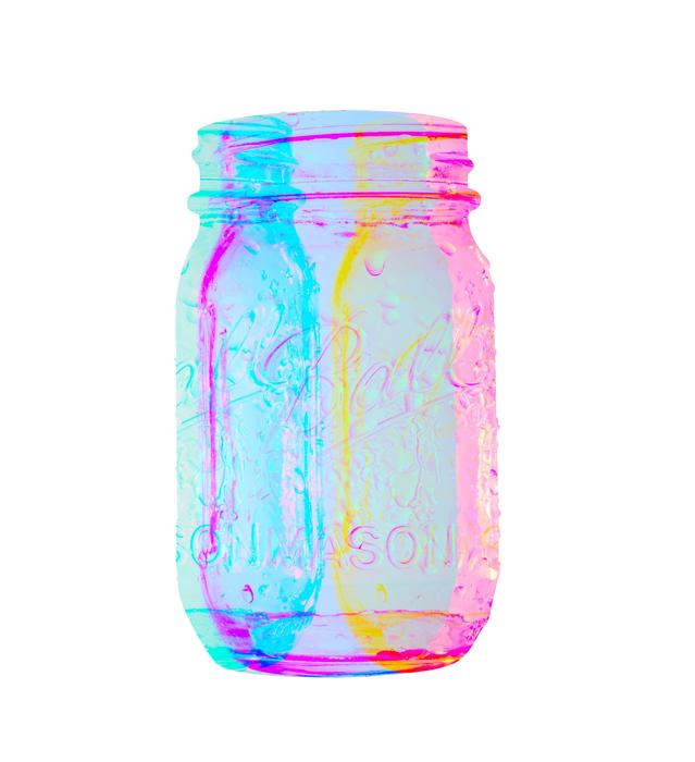 the pattern of the can in bright drops of paint