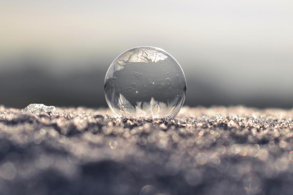 soap bubble in the snow