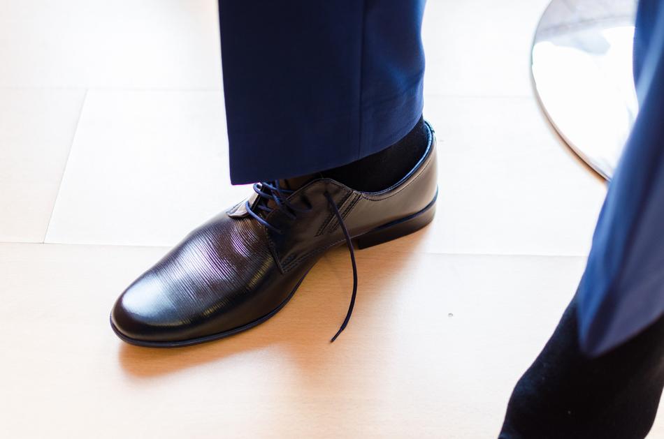 groom shoes close-up
