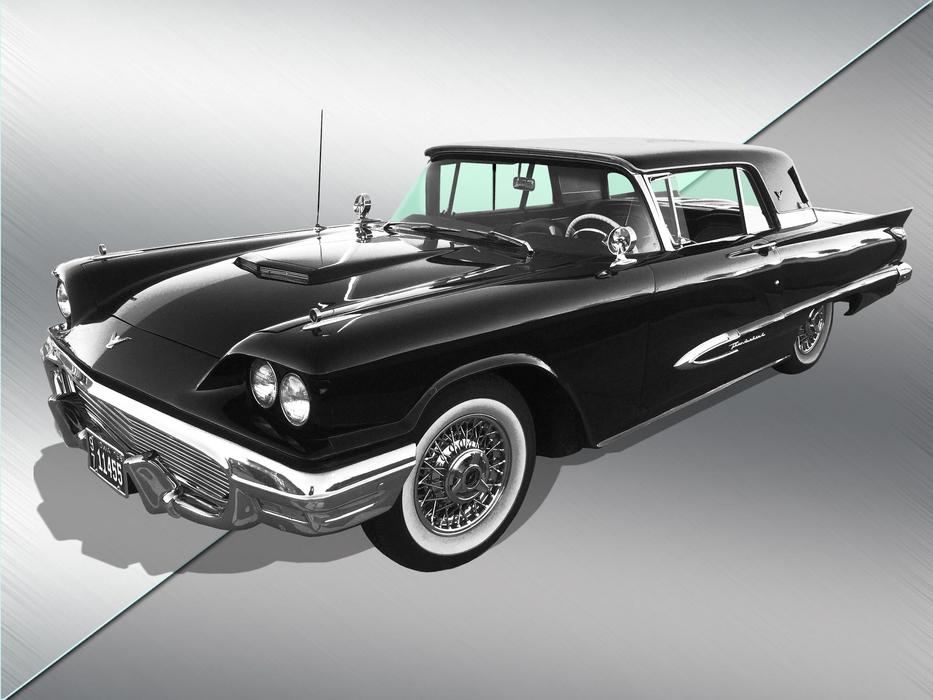 black car with headlights view