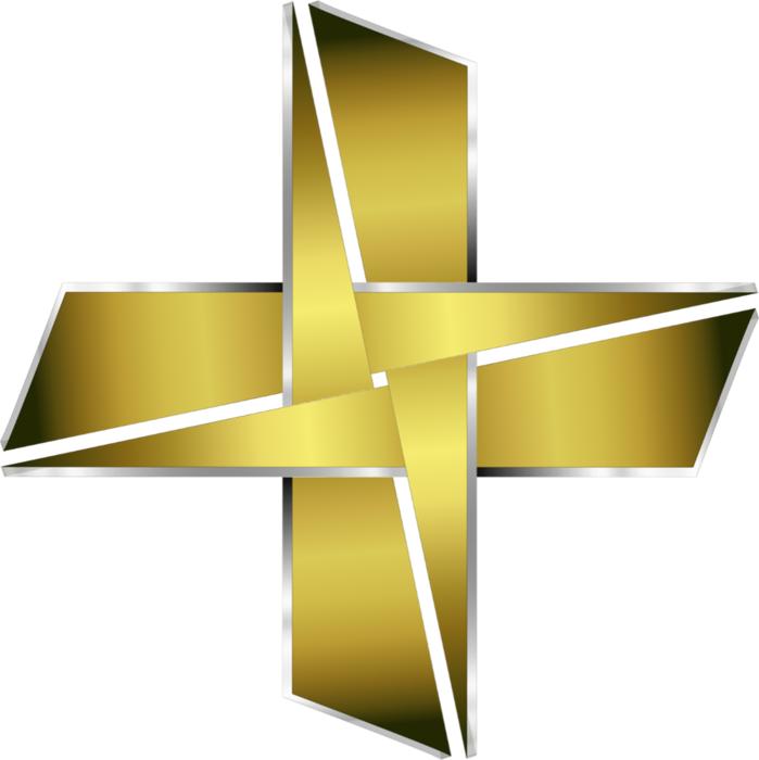 logo cross golden metal glossy