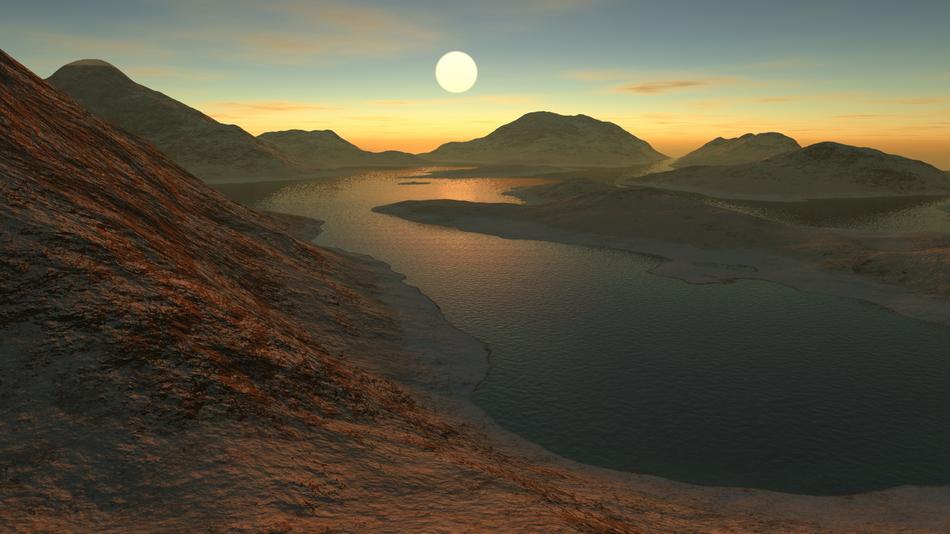 Landscape of canyon cliffs and water