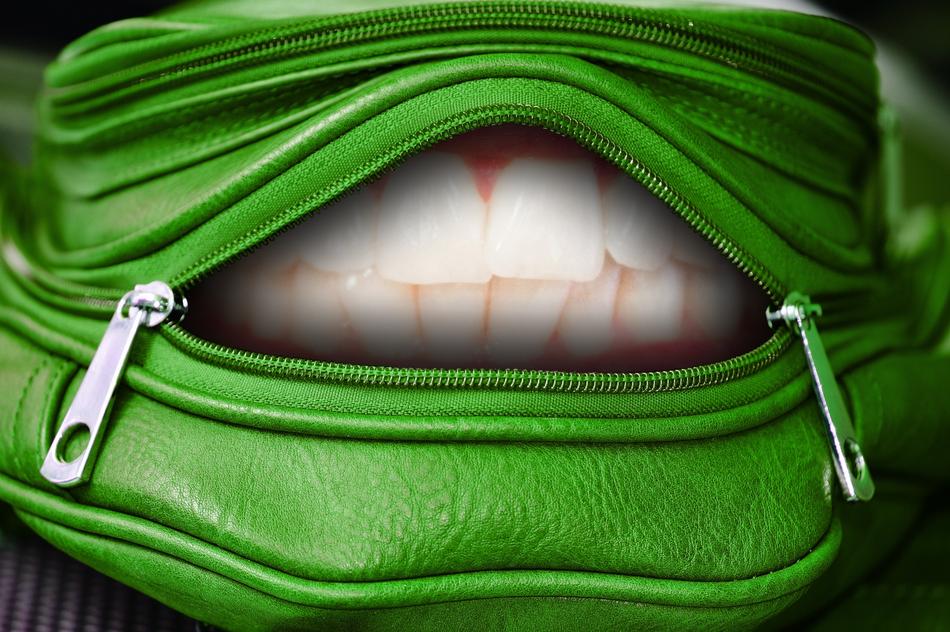 bag zip tooth white color closure