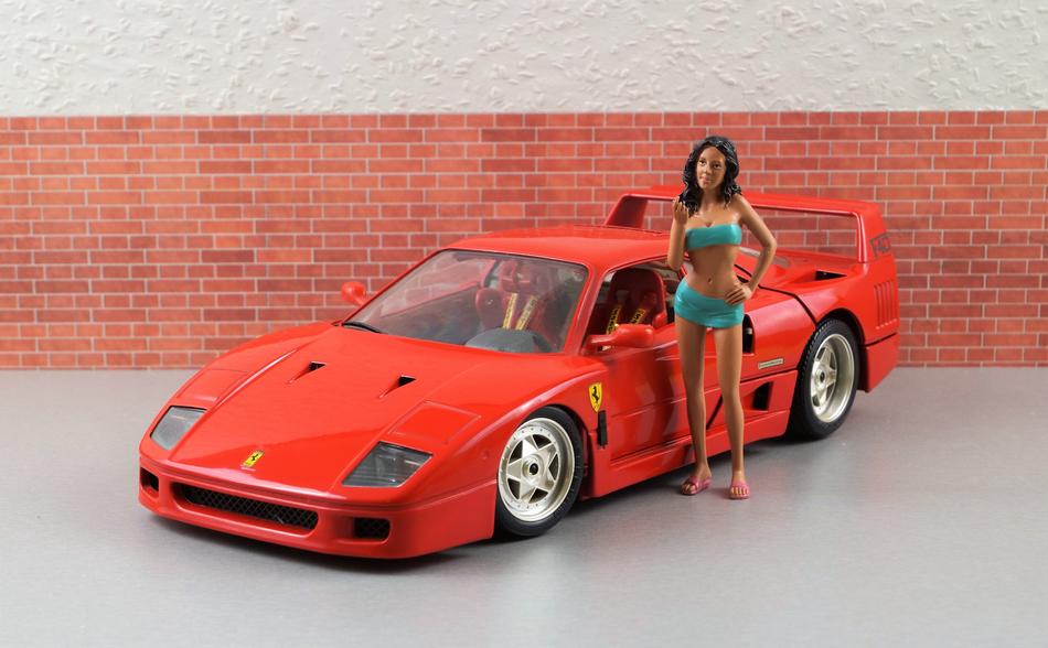model of a girl and a car