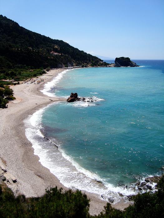 ocean beach and mountains