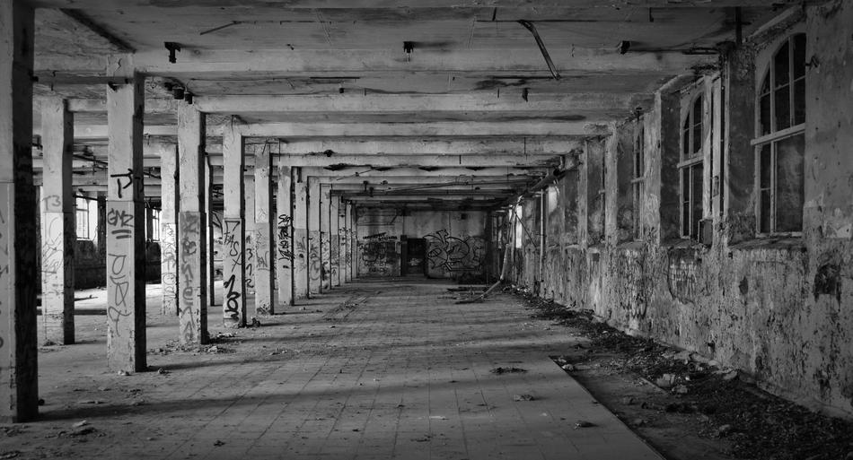 lost factory in black and white