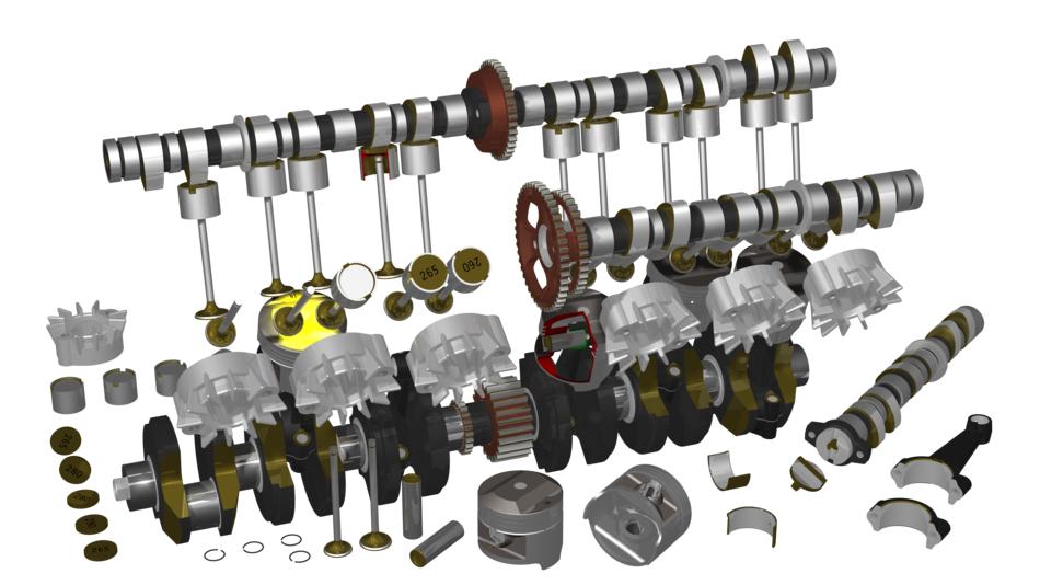 motorcycle engine raytracing render